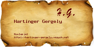 Hartinger Gergely névjegykártya
